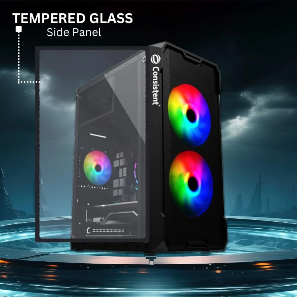 Consistent Mid Tower Gaming Cabinet (Micro-ATX / Mini-ITX) Venus CIG2008 Black view 5